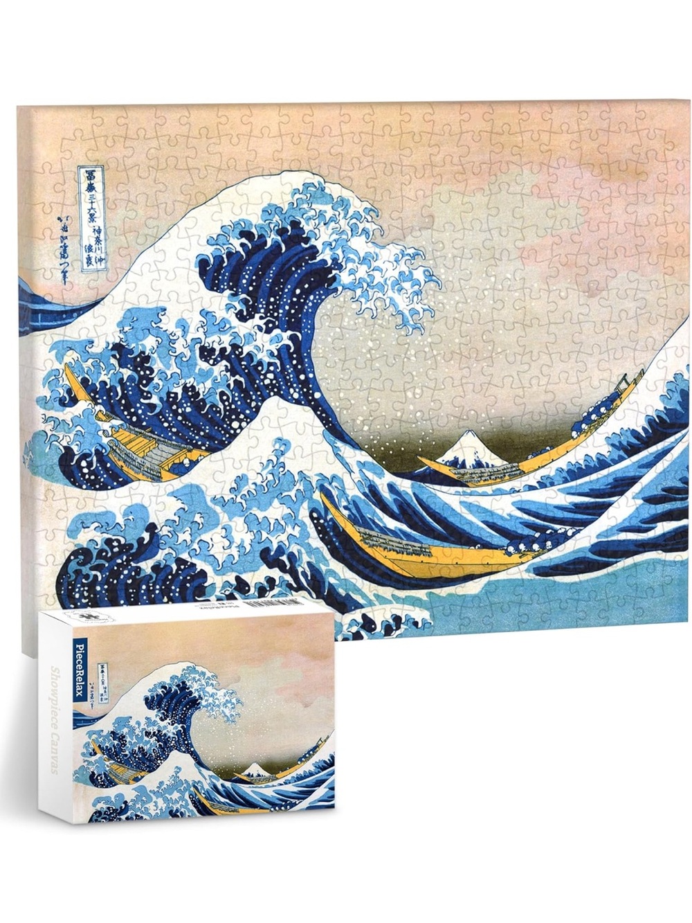 PieceRelax 336 Puzzle Canvas Hokusai The Great Wave of Kanagawa Plastic Jigsaw